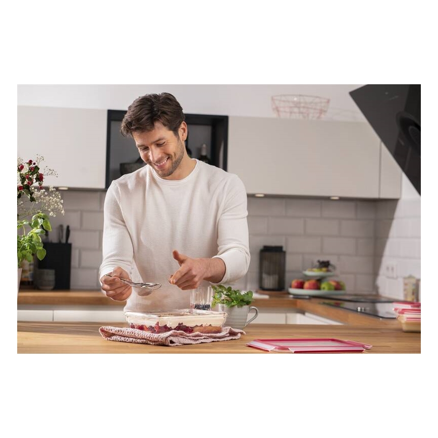 Tefal MSEAL GLASS - recipient pentru alimente, 2 l, roșu/sticlă