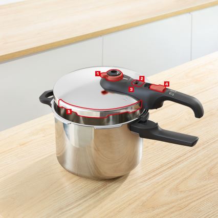 Tefal - Oală sub presiune 6 l Secure Trendy + set 5 piese Ingenio Emotion