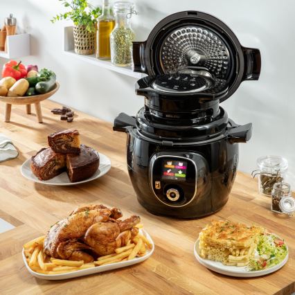 Tefal - Oală electrică sub presiune multifuncțională cu accesorii, 6 L, 1600 W/230 V, negru