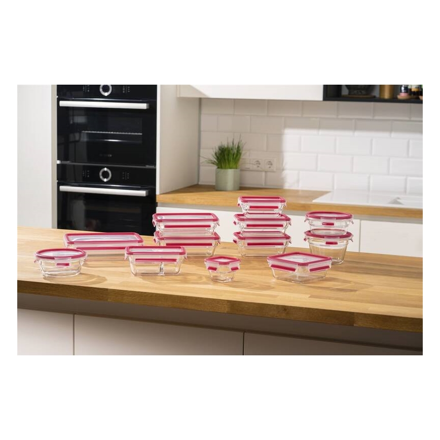 Tefal - Recipient pentru alimente 1,1 l MSEAL GLASS roșu/sticlă