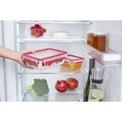 Tefal - Recipient pentru alimente MSEAL GLASS 0,85 l, roșu/sticlă
