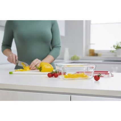 Tefal - Recipient pentru alimente MSEAL GLASS 0,85 l, roșu/sticlă