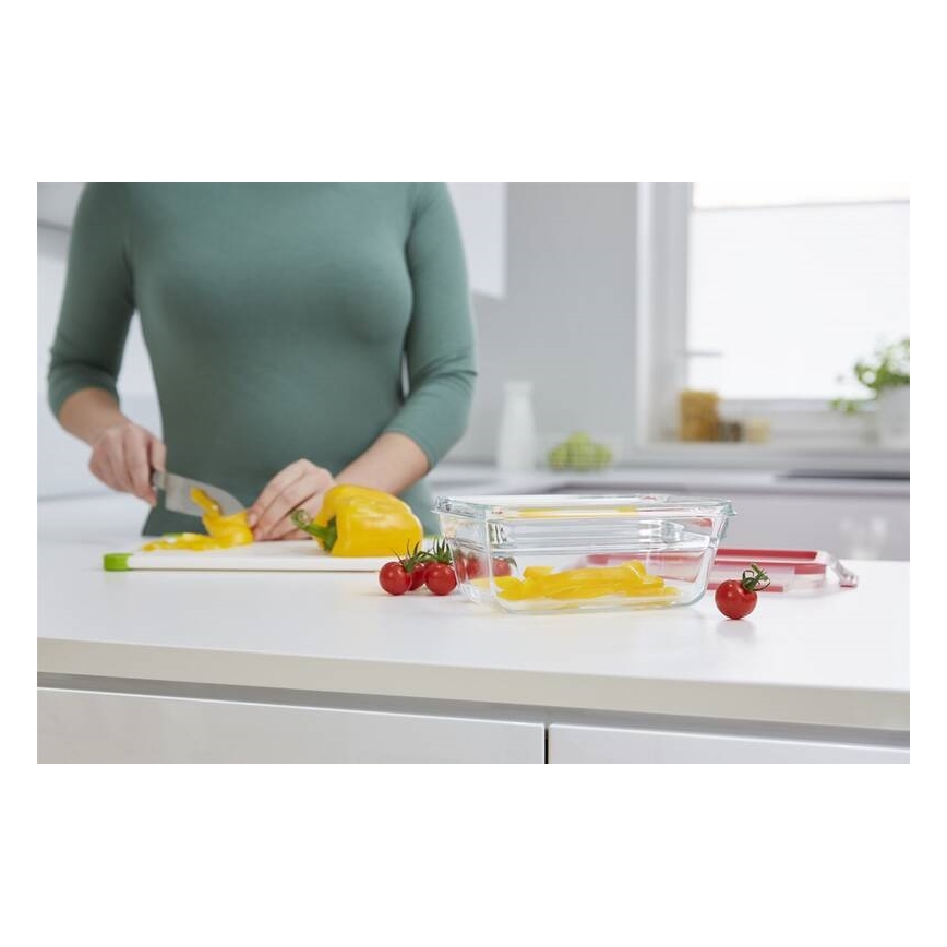 Tefal - Recipient pentru alimente MSEAL GLASS 0,85 l, roșu/sticlă