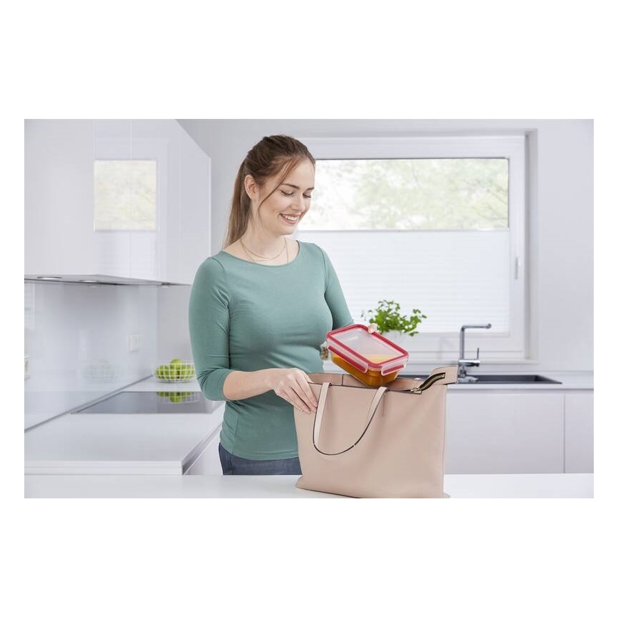 Tefal - Recipient pentru alimente MSEAL GLASS 0,85 l, roșu/sticlă