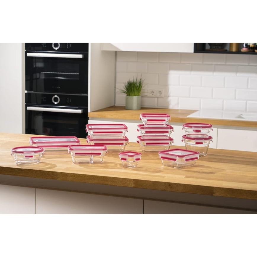 Tefal - Recipient pentru alimente MSEAL GLASS 1,3 l roșu/sticlă