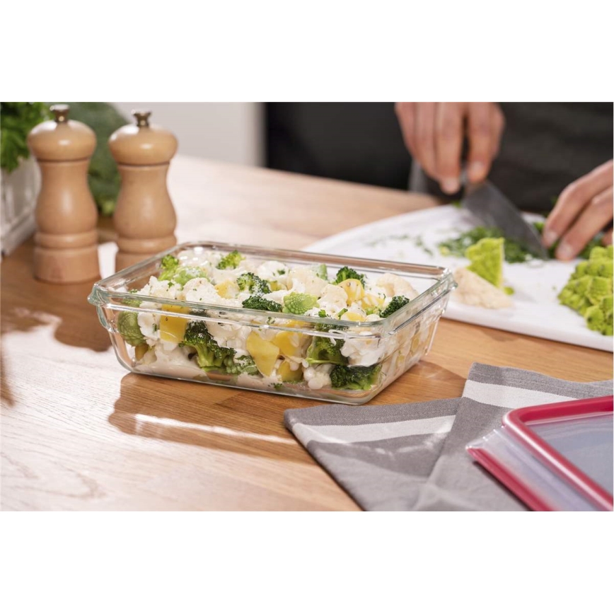 Tefal - Recipient pentru alimente MSEAL GLASS 1,3 l roșu/sticlă