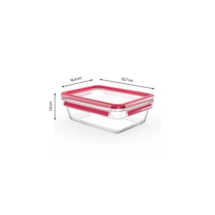 Tefal - Recipient pentru alimente MSEAL GLASS 1,3 l roșu/sticlă