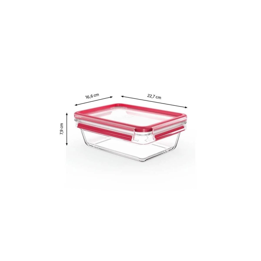 Tefal - Recipient pentru alimente MSEAL GLASS 1,3 l roșu/sticlă