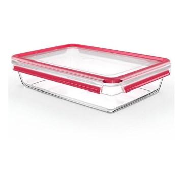 Tefal - Recipient pentru alimente MSEAL GLASS, 3 l, roșu/sticlă