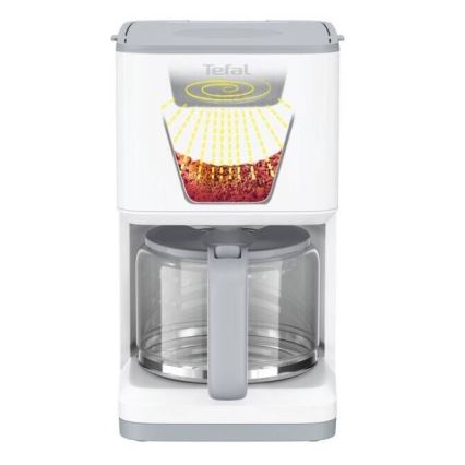 Tefal - Cafetieră cu filtru și ecran LCD SENSE 1000W/230V albă