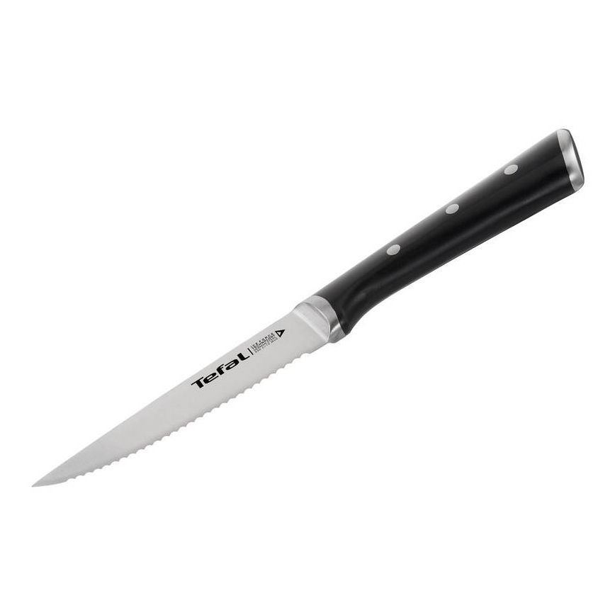 Tefal - Set de 4 cuțite pentru friptură ICE FORCE, lamă 11 cm, oțel inoxidabil, crom lucios/negru