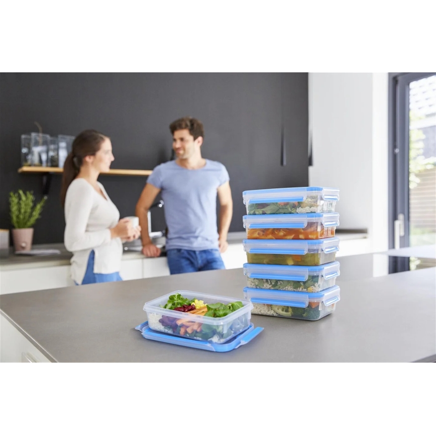 Tefal - Set de 6 cutii pentru alimente 0,8 l MASTER SEAL FRESH, albastre