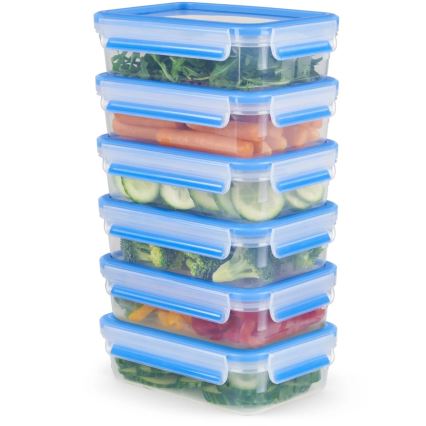 Tefal - Set de 6 cutii pentru alimente 0,8 l MASTER SEAL FRESH, albastre