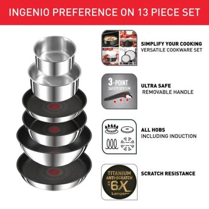Tefal - Set de vase INGENIO PREFERENCE ON, 13 piese, inox