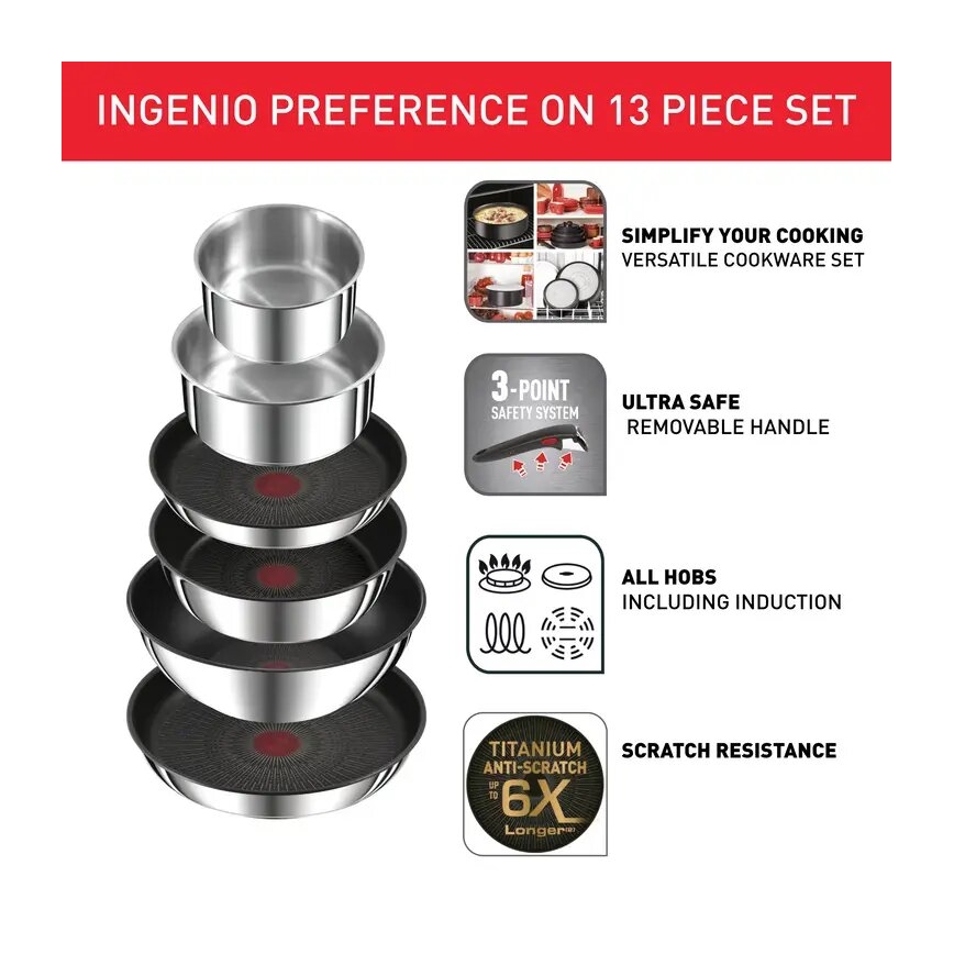 Tefal - Set de vase INGENIO PREFERENCE ON, 13 piese, inox