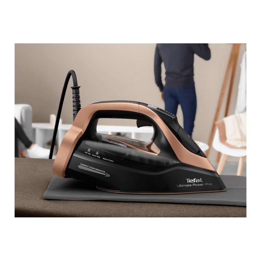 Tefal - Fier de călcat cu abur ULTIMATE POWER 3200W/230V cu placă de cupru/ negru