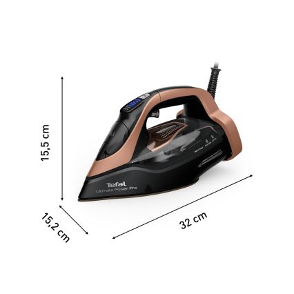 Tefal - Fier de călcat cu abur ULTIMATE POWER 3200W/230V cu placă de cupru/ negru