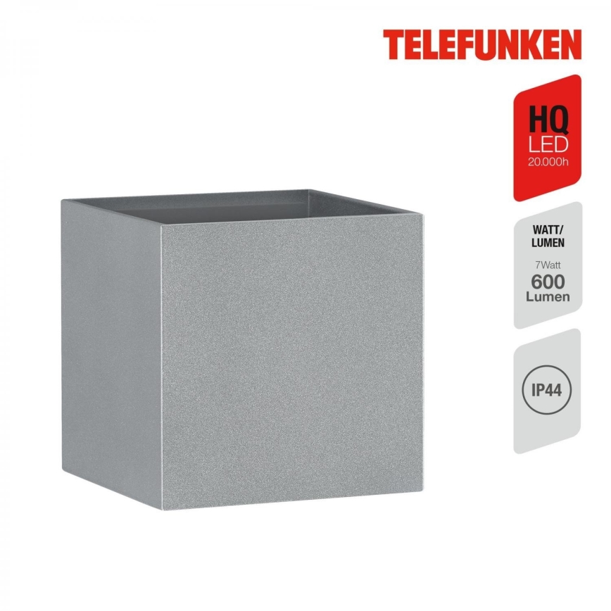 Telefunken 303404TF - Aplica LED de exterior, 7W/230V, IP44, argintiu