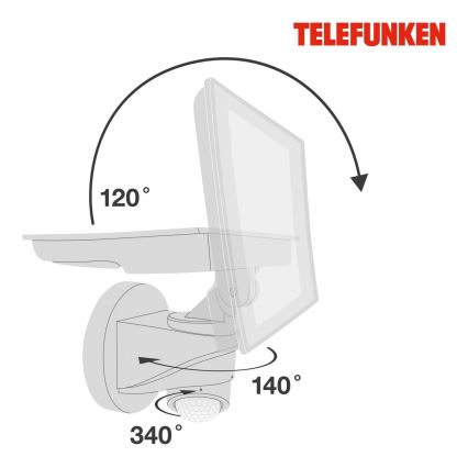 Telefunken 304406TF - Proiector LED de perete pentru exterior cu senzor LED/20W/230V IP44