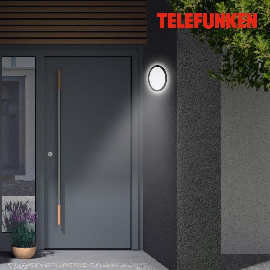 Telefunken 313405TF - Aplica de perete LED pentru exterior, 15 W, 230 V, IP44, negru