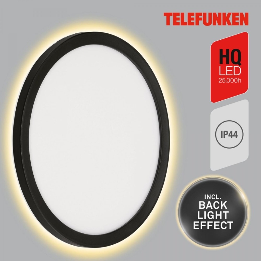 Telefunken 313405TF - Aplica de perete LED pentru exterior, 15 W, 230 V, IP44, negru