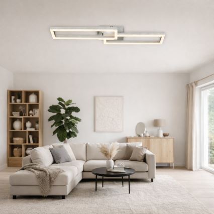 Telefunken 316108TF - Plafonieră LED RGBW dimmabilă FRAME, 40W, 230V, 3000-6500K, Wi-Fi Tuya, crom mat