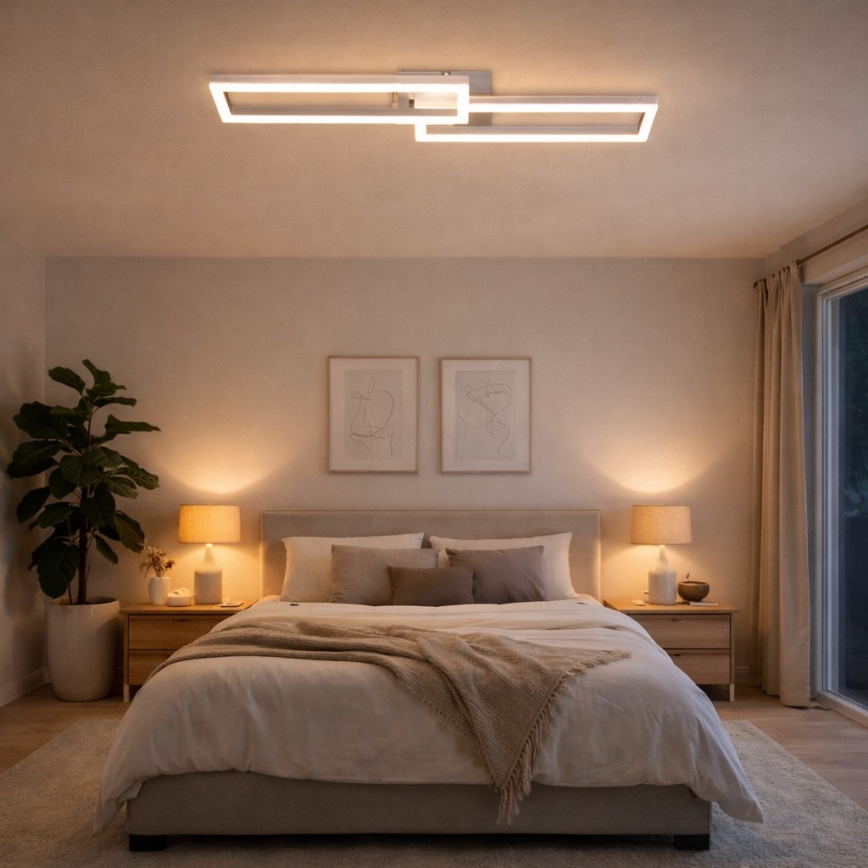 Telefunken 316108TF - Plafonieră LED RGBW dimmabilă FRAME, 40W, 230V, 3000-6500K, Wi-Fi Tuya, crom mat