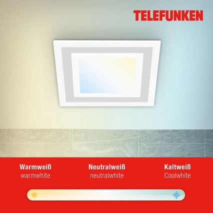 Telefunken 318706TF - Panou LED RGBW reglabil, 18W, 230V, 3000–6500K, cu telecomandă