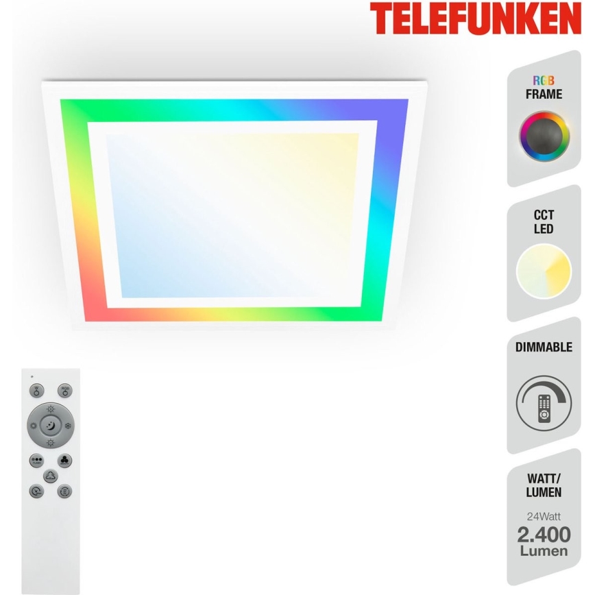 Telefunken 318806TF - Plafonier LED RGBW reglabil, LED/24W/230V 3000-6500K + telecomandă