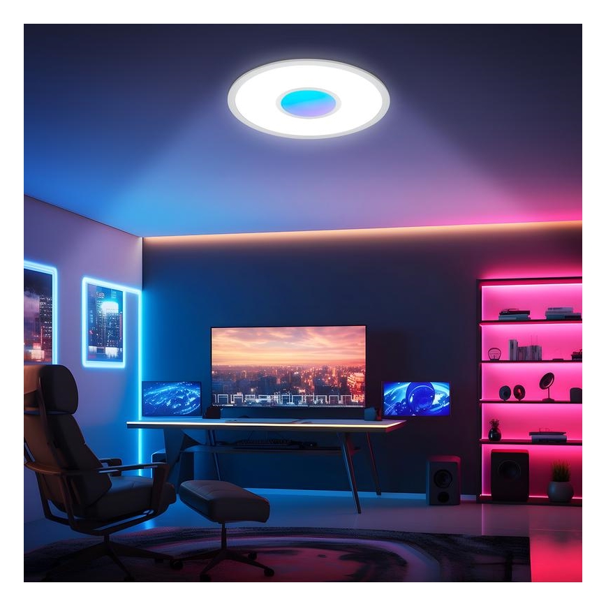 Plafonieră LED RGBW Telefunken 320104TF, dimabilă, LED/21W/230V, 3000–6500K, Ø45 cm + telecomandă