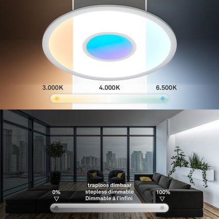 Plafonieră LED RGBW Telefunken 320104TF, dimabilă, LED/21W/230V, 3000–6500K, Ø45 cm + telecomandă