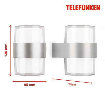 Telefunken 320404TF - Aplică de perete pentru exterior 2xLED/8W/230V IP44 crom mat