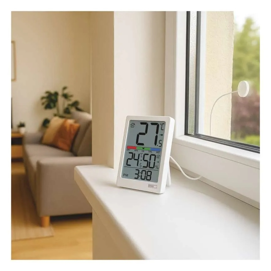 Termometru digital cu higrometru, 2x AAA, alb