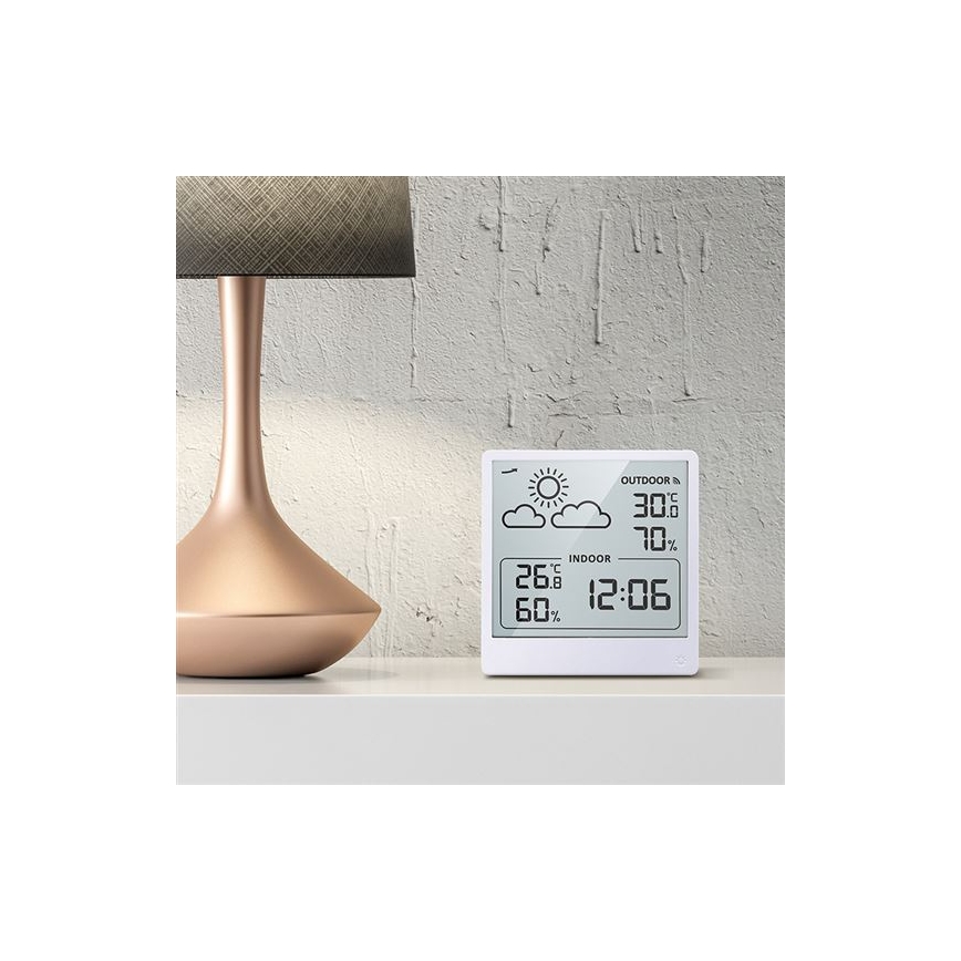 Termometru digital, alimentare 5V sau 2x AAA — include 2 baterii AAA, alb
