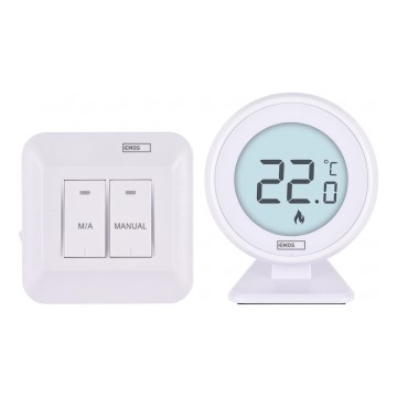 Termostat manual fără fir pentru cameră, 230V/16A, 2xAA, alb