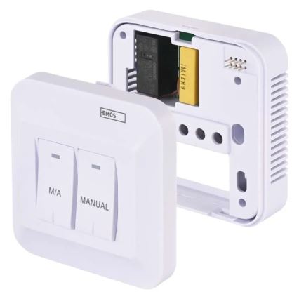 Termostat manual fără fir pentru cameră, 230V/16A, 2xAA, alb