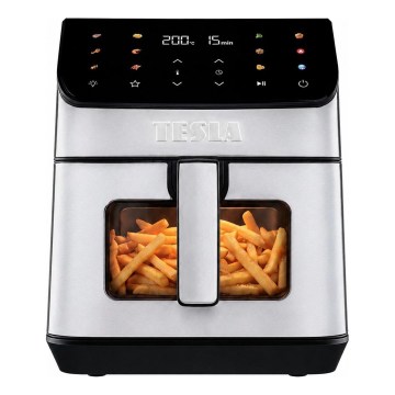 TESLA Electronics AirCook - Friteuză cu aer cald 6,5 l 2100 W/230 V crom mat/negru