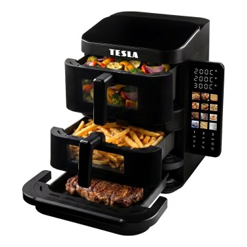 TESLA Electronics AirCook - Friteuză cu aer cald pe 3 zone, 14,5 l, 2800W/230V, neagră