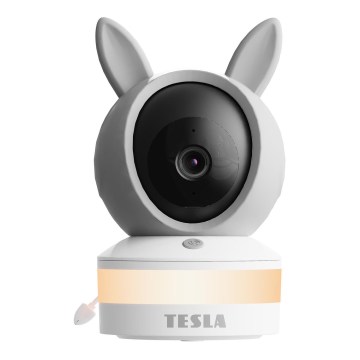 TESLA Electronics Bambino - Monitor video inteligent pentru bebeluși, 4 MP, 2560p, 5V, Wi‑Fi (Tuya), gri/alb
