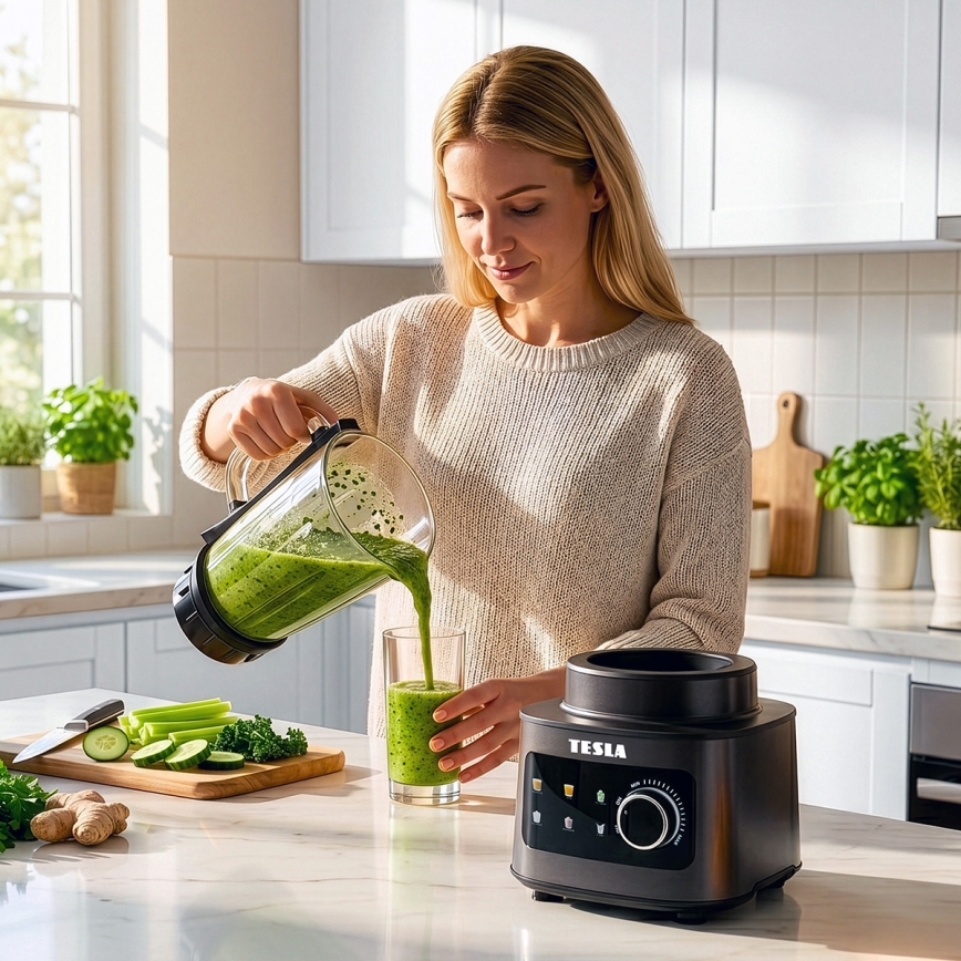 TESLA Electronics CrunchX - Blender de masă 1500 W/230 V, negru