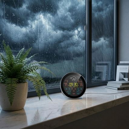 Dispozitiv TESLA Electronics - Stație meteo inteligentă cu senzor, baterie 400 mAh, Wi‑Fi Tuya, IP44