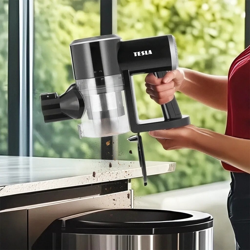 TESLA Electronics PureStar - Aspirator vertical fără fir flexibil 2în1 150W/2200 mAh negru