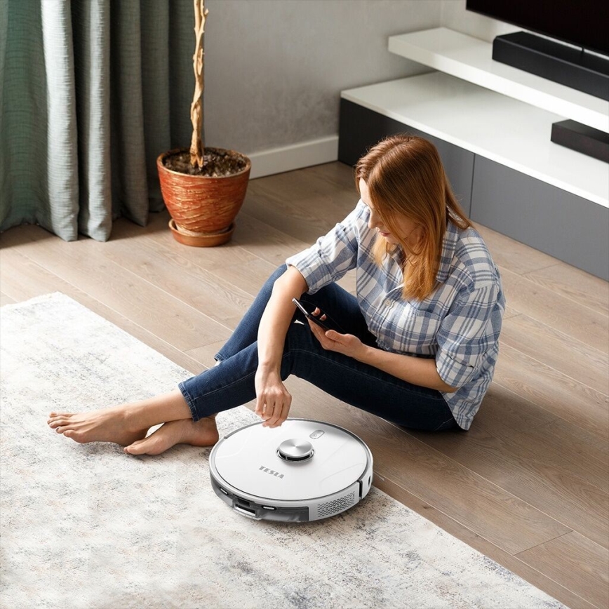 TESLA Electronics RoboStar - Aspirator robot inteligent 2în1 2600 mAh Wi-Fi alb