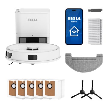 TESLA Electronics RoboStar - Aspirator robot inteligent 3 în 1, 3200 mAh, Wi‑Fi, alb