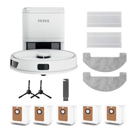 TESLA Electronics RoboStar - Aspirator robot inteligent 3 în 1, 3200 mAh, Wi‑Fi, alb