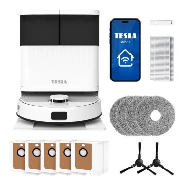 TESLA Electronics RoboStar - Aspirator robot inteligent 3 în 1, 5200 mAh, Wi-Fi, alb