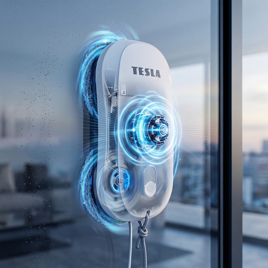 TESLA Electronics RoboStar - Curățător de geamuri cu pulverizare a apei 72W/230V/500 mAh + telecomandă