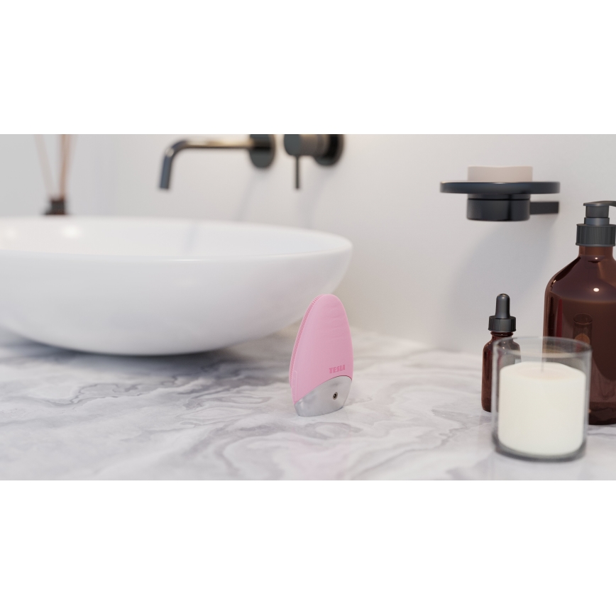 TESLA Smart - Perie de curățare vibratoare pentru față cu încărcare, 450 mAh, IPX7