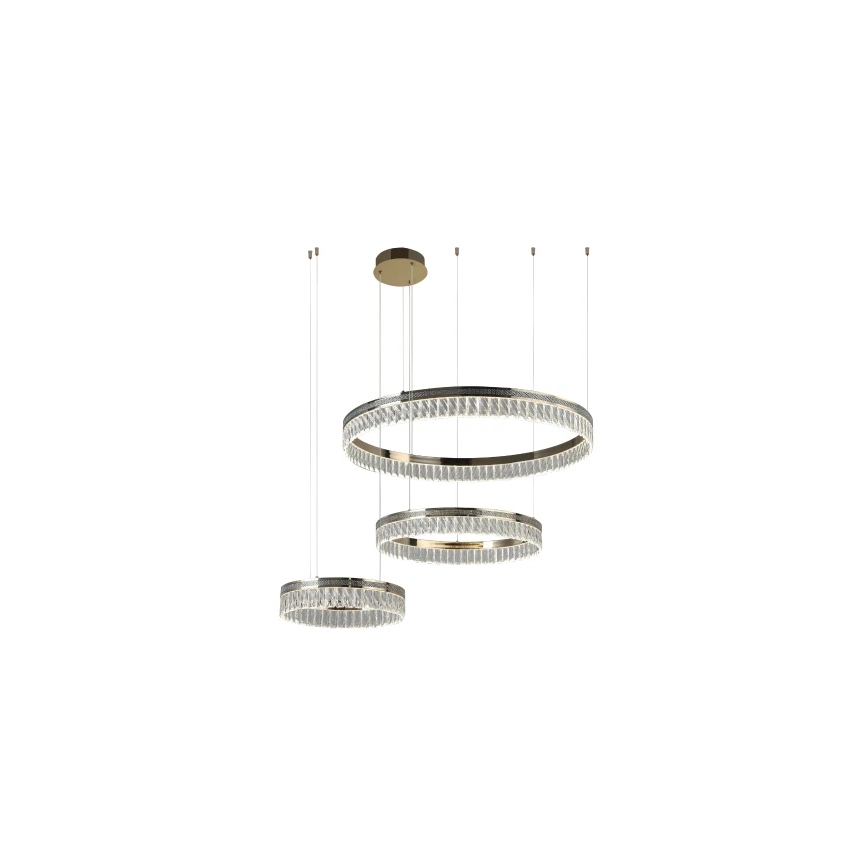 Candelabru LED reglabil din cristal THALIA, suspendat pe cablu, 120W/230V, 3000-6000K + telecomandă