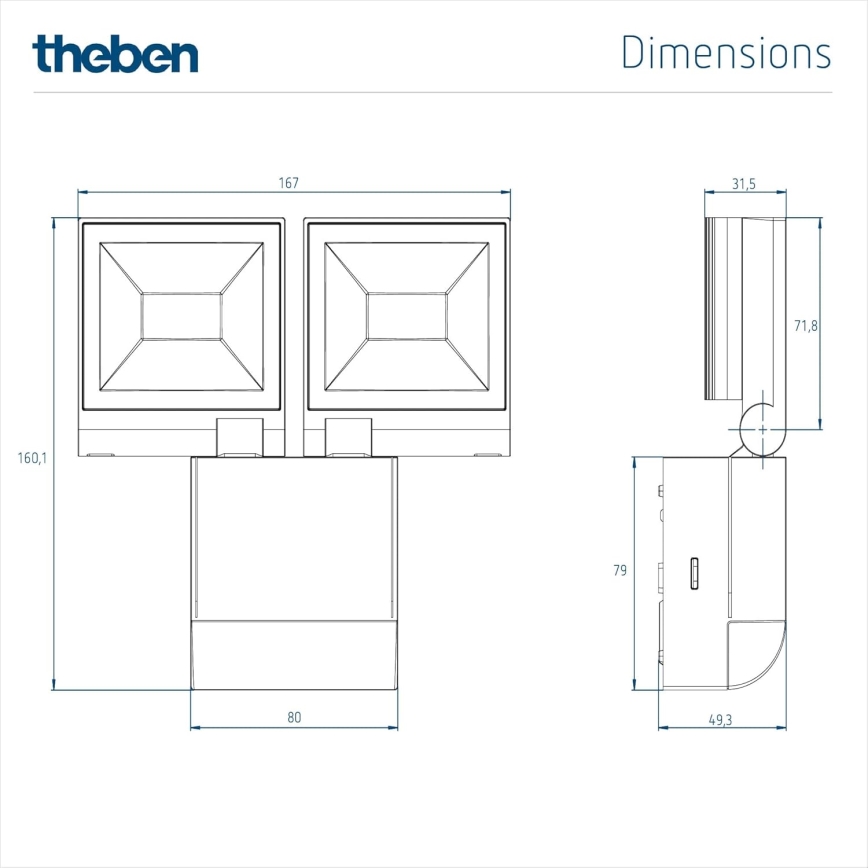 theben - Proiector de perete LED 2xLED/10W/230V alb IP55